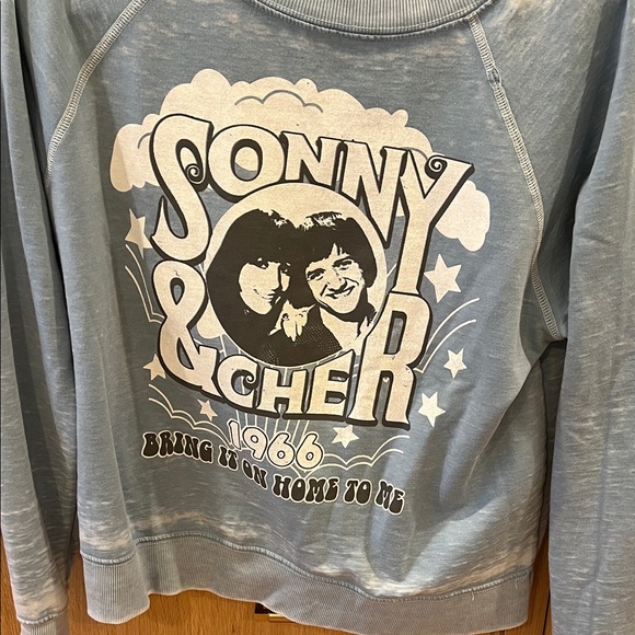 Recycled Karma Blue Sonny & Cher Sweatshirt Size S Super Rare - Picture 2 of 5